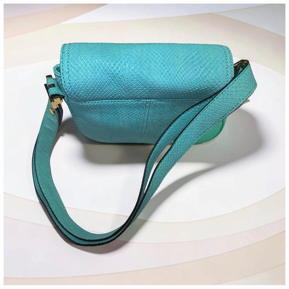Stefano Orsi Firenze Turquoise Leather Saddle Crossbody Bag Gold Hardware Italy - Picture 6 of 15